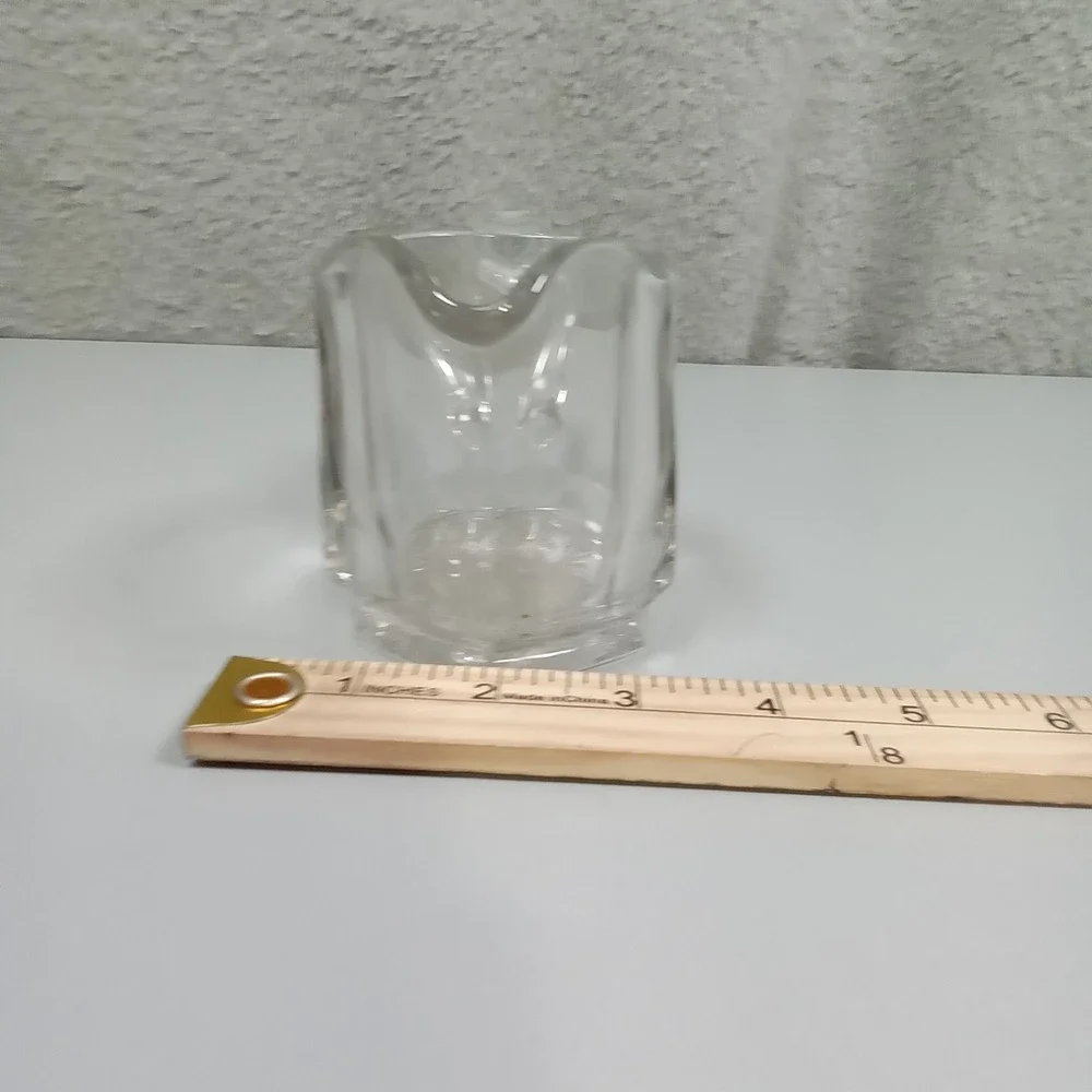 Vintage Clear Paneled Glass Creamer Pitcher Hexagon‎ Sunburst Base 3 inch